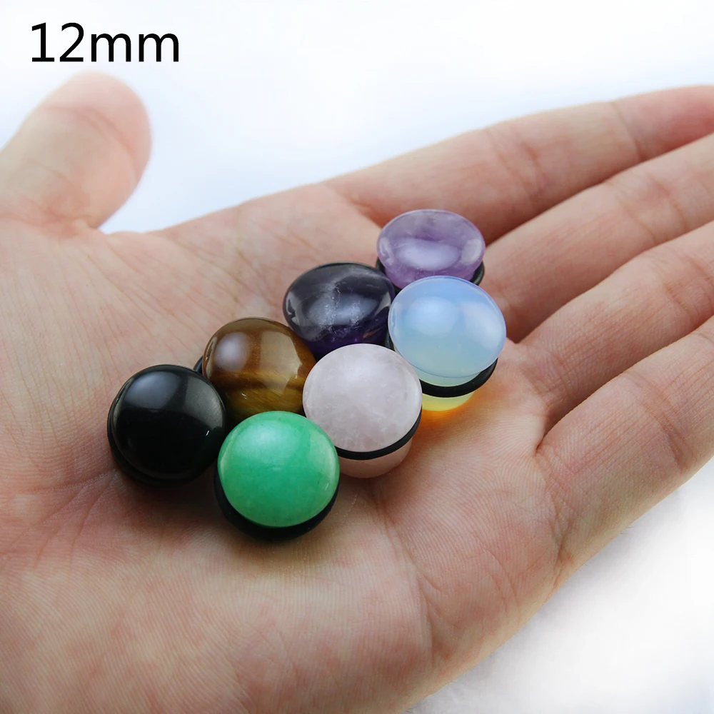 Natural Opalite Stone Ear Plugs Tunnels Hot Fashion Ear Gauges Piercing Ear Tunnel Expander Women Men Ear Stretcher Body Jewelry