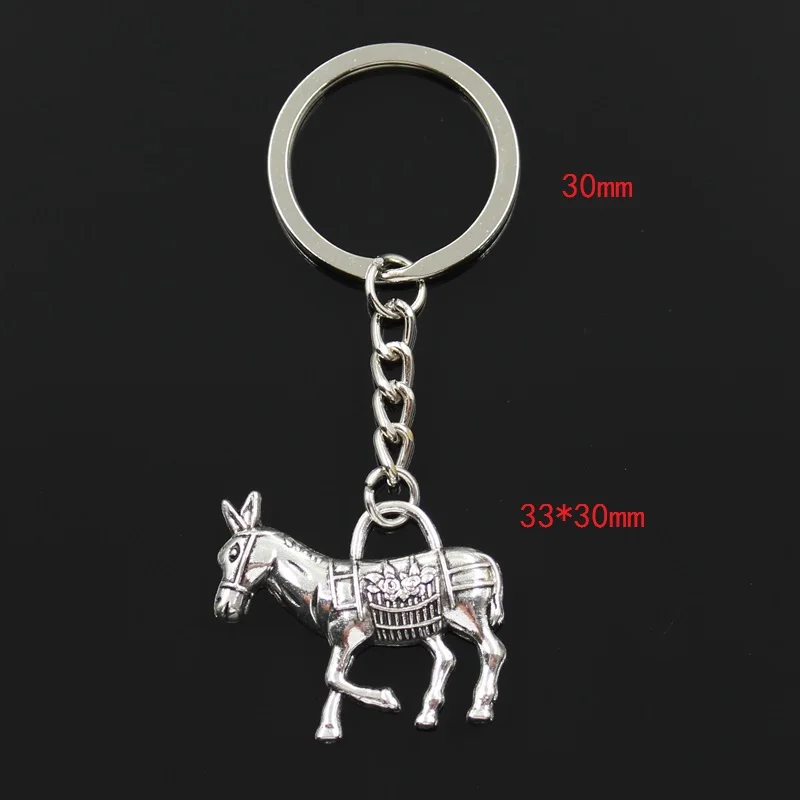 New Fashion Keychain 33x30mm Donkey Burro Pendants DIY Men Jewelry Car Key Chain Ring Holder Souvenir For Gift