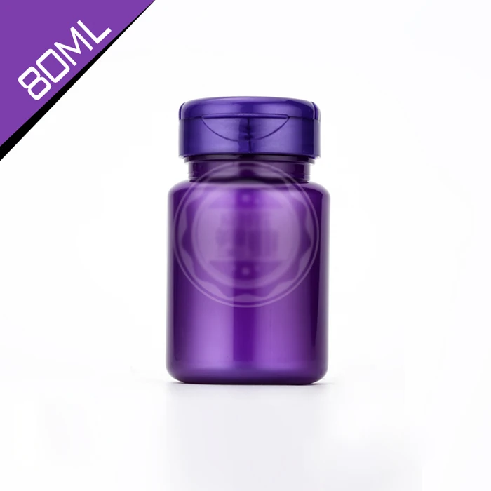 100pcs 80ml Pearl Purple Color PET Plastic Bottles, Capsules/Pills/Tablets/Powder/Candy Bottles--Purple Color Caps