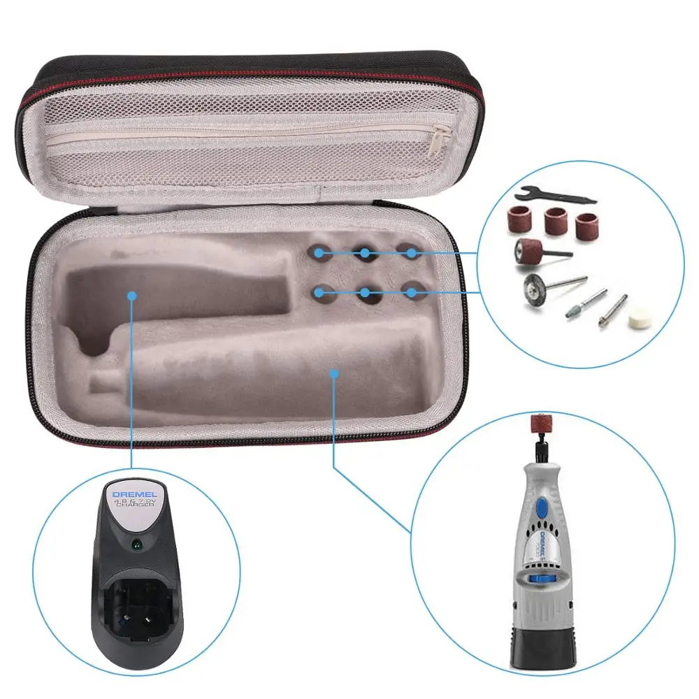 Ltgem EVA Hard Case untuk Dremel 7300-N/8 Minimite 4.8-Volt Cordless Dua Kecepatan Rotary Alat (alat Putar Tidak Termasuk)