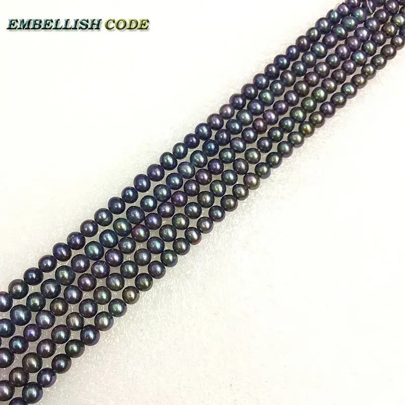 DIY on sales low price dark blue real good pearl beads 5-6mm nearroud shape Strand (about 71pcs/lot) natural Freshwater pearls