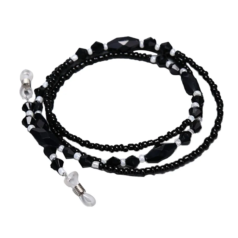 

Womens fashion black Beaded Eyeglass Eyewears Sunglasses Reading Glasses Chain Cord Holder neck strap Rope