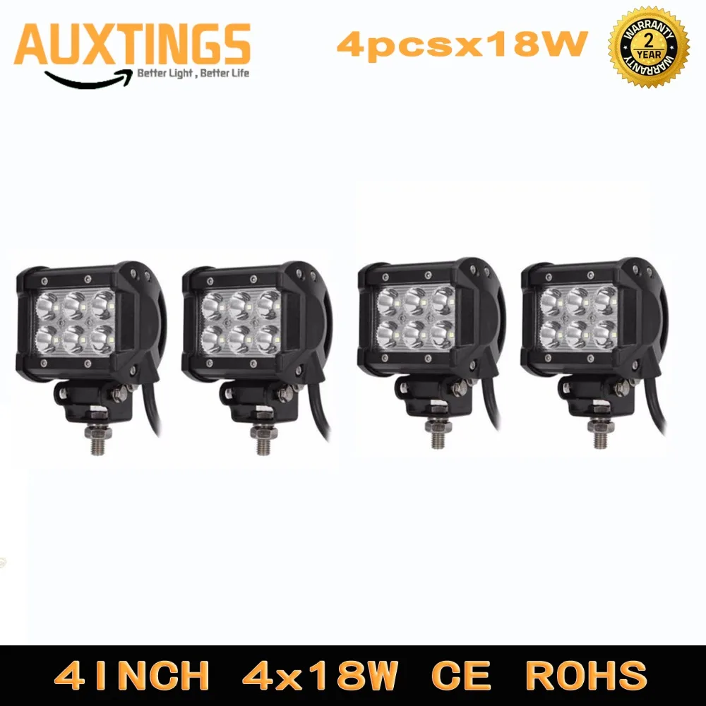 

4pcs 2pcs LED 18W Work Lamp 4 Inch Light Bar 24v 12V IP67 SPOT FLOOD FOR 4x4 OFF ROAD ATV TRUCK BOAT UTV SPOTLIGHT