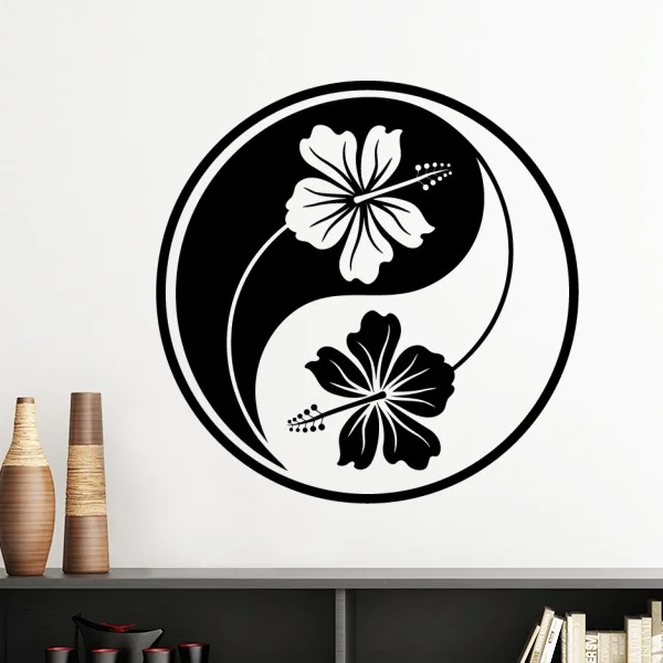 

Buddhism Religion Buddhist Black White Yin-yang Flower Wall Sticker Art Decals Mural DIY Wallpaper for Room Decal