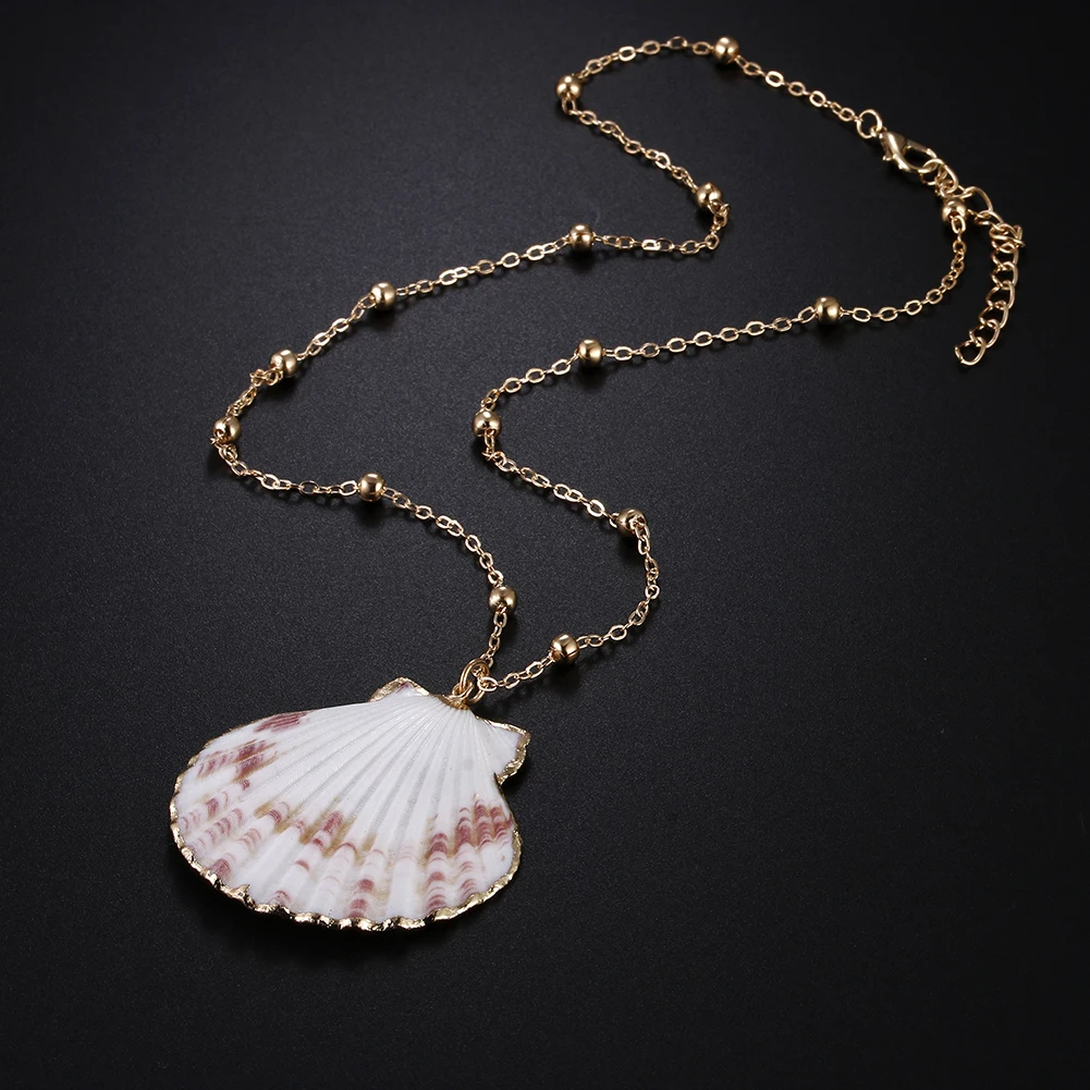 Boho SeaShell Shell Summer Necklace Cowrie Gold Color Chain Choker Woman Femme Hawaii Beach Bohemia Ocean Cowrie Collier Jewelry