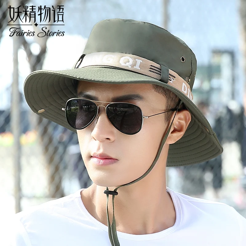 

Sunscreen Hat Men's Sun Shade Outdoor Summer Fishing Cap Cold Wide Eaves Fisherman's Climbing Beach Fashion Visor Caps H124