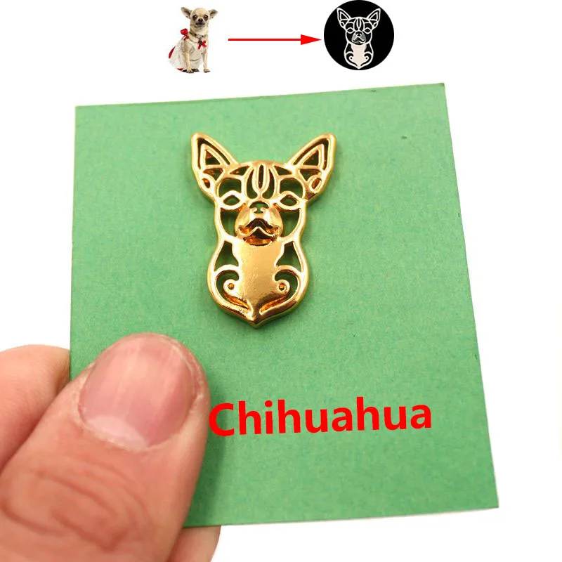 Mdogm Chihuahua Dog Animal Brooches And Pins  Suit Cute Funny Metal Small Father Birthday Fashion Gift For Male Men B034