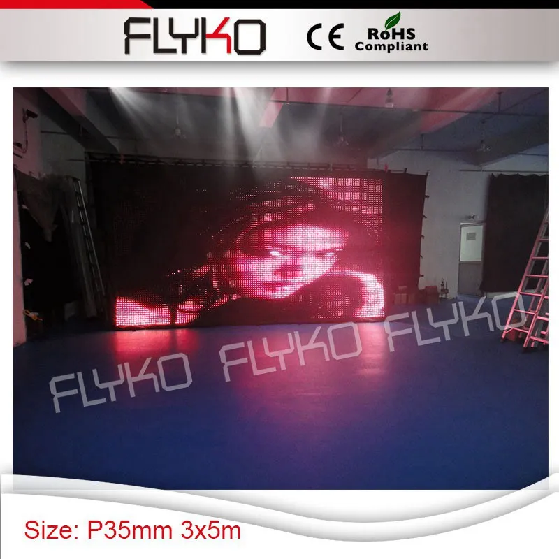 new hot size 3x5m fireproof cloth P35mm rgb full color dispaly movies HD indoor disco curtain with flight case