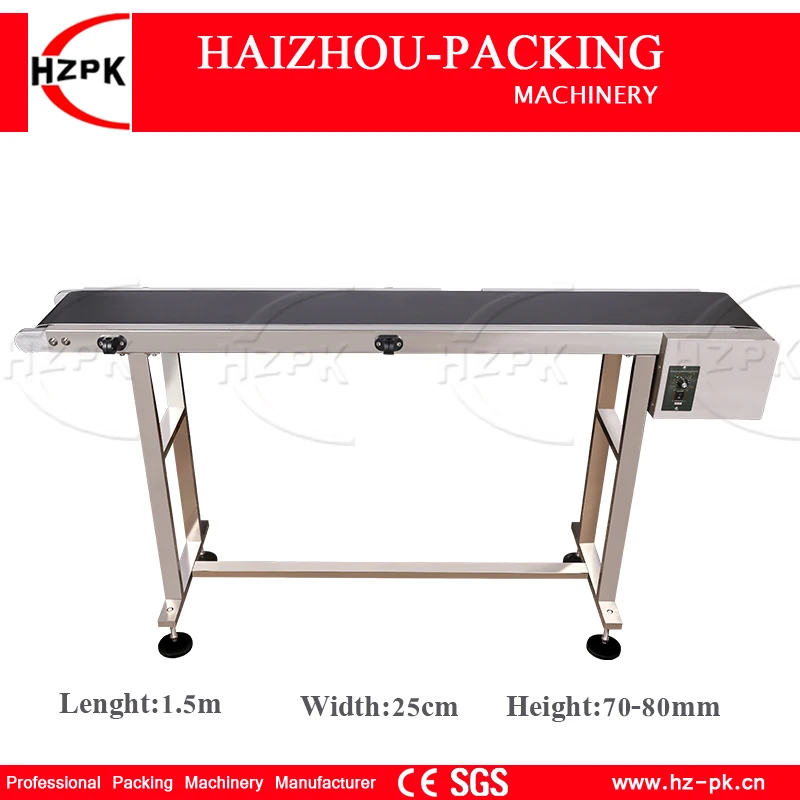 HZPK Inkjet Printer Conveyor Use Vertical Band Carrier Machine Belt Conveyor For Bottles/Bag Food Products Production Line L1.5m