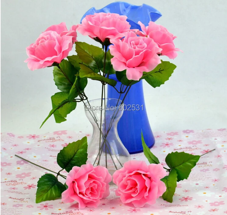 SPR 20PCS/LOT 5 colors Simulation of high- grade silk flower Single branch Hibiscus Rose WEDDING FLOWERS Bride holding flowers