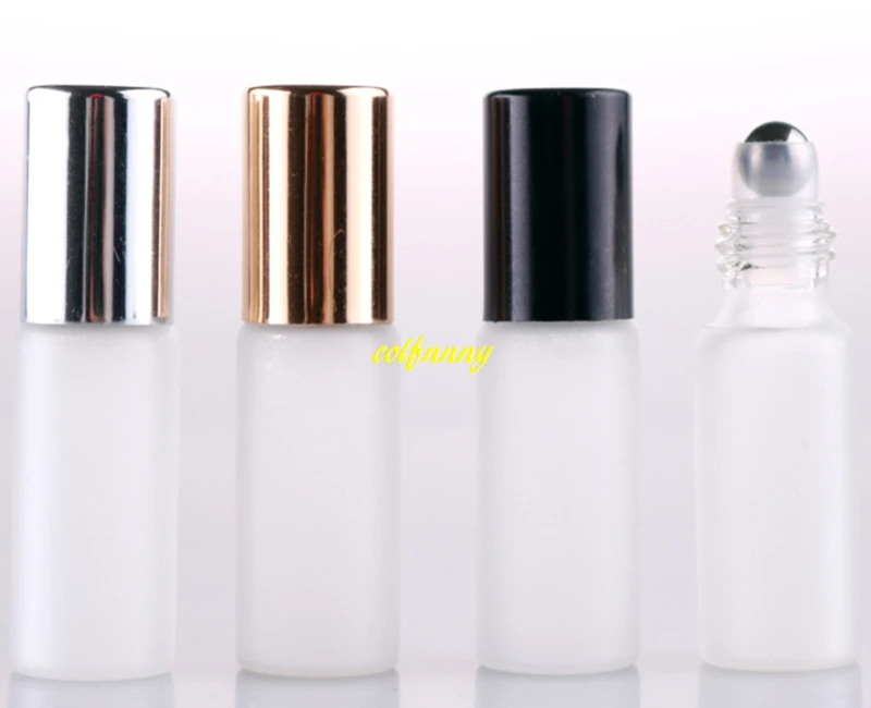 500pcs/lot 17*57mm Essential Oil Matte Bottles 5ML Frosting Glass Roll On bottle With Stainless Steel Roller Ball