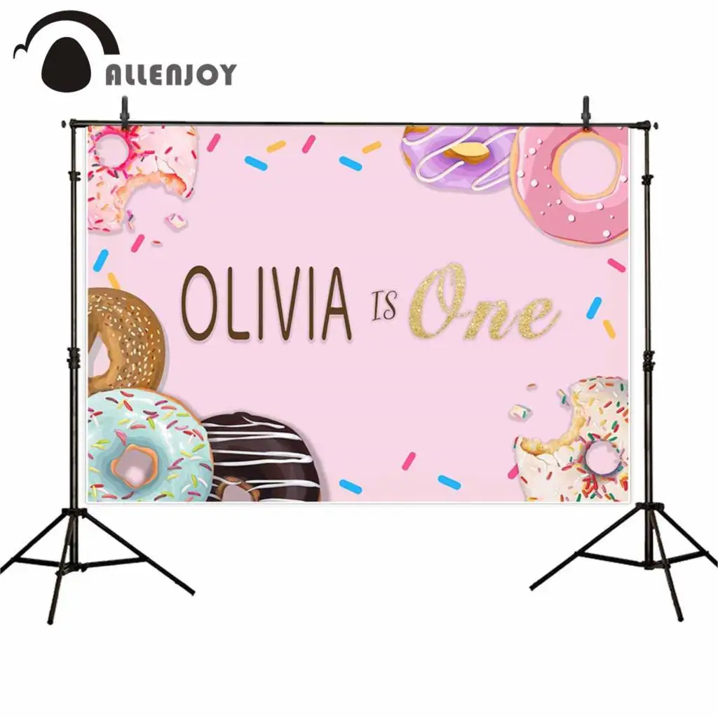 Allenjoy backdrop for photographic studio Colorful Donuts One-Year Birthday Celebration Candy Bar background customize photocall