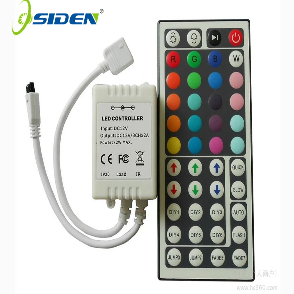 Controlador de led 44 teclas led ir rgb controler led luzes controlador ir remoto dimmer dc12v 6a para rgb 3528 5050 led tira