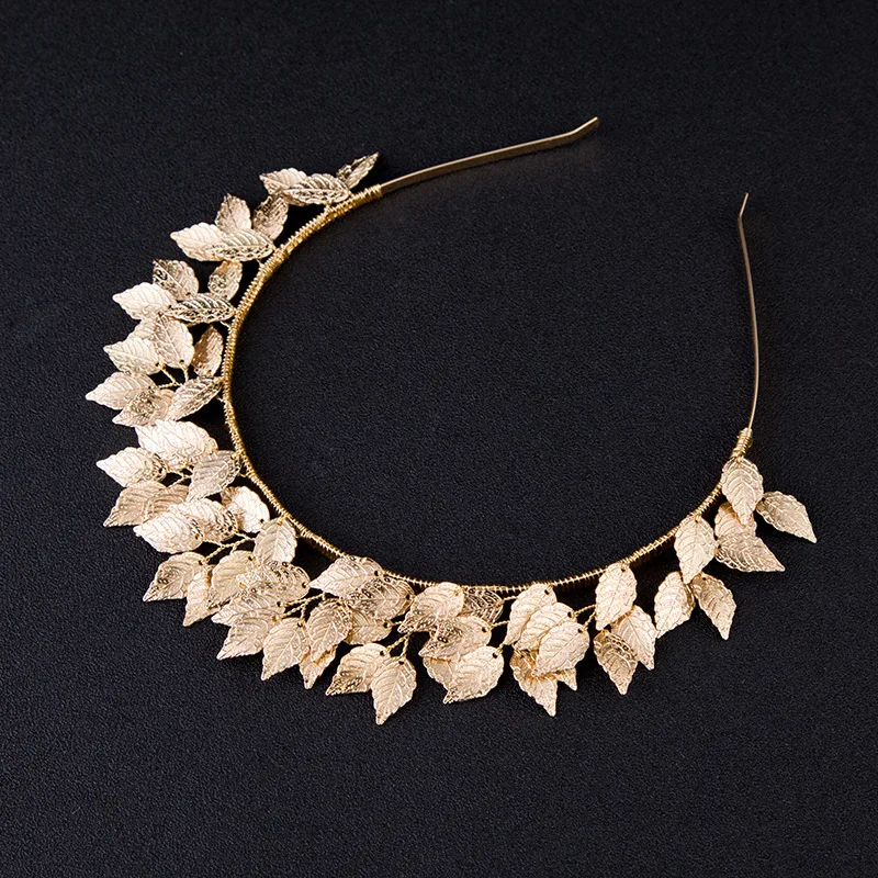 Baroque Leaf Hair Accessories Metal Tiaras Crowns Hairbands Wedding Headdress Bridal Greek Forehead Hair Jewelry