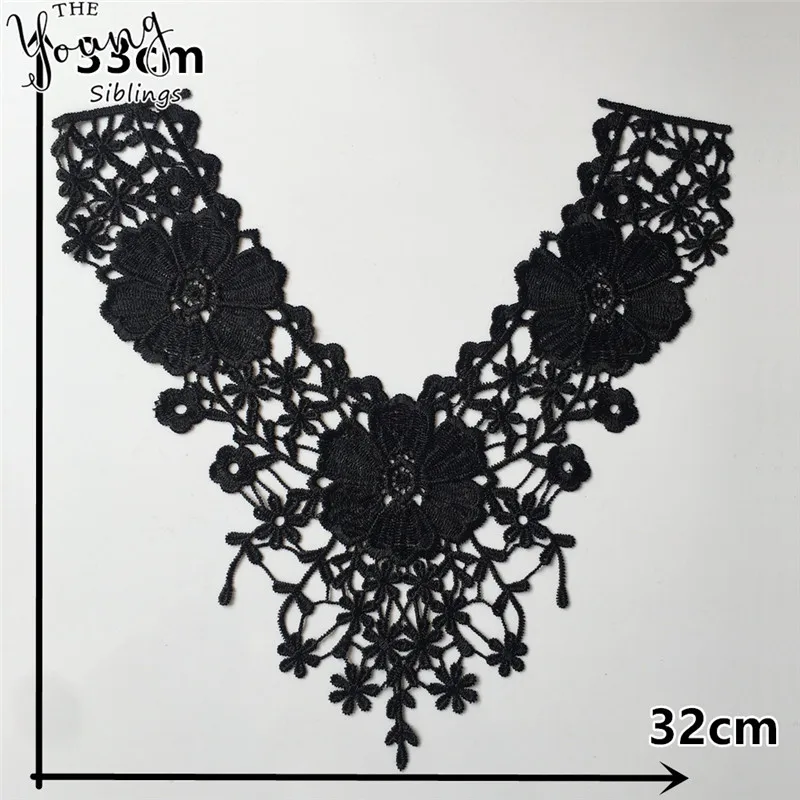 Black and white lace fake collar chest applique fabric sewing women\'s DIY craft supplies material accessories 1 piece for sale