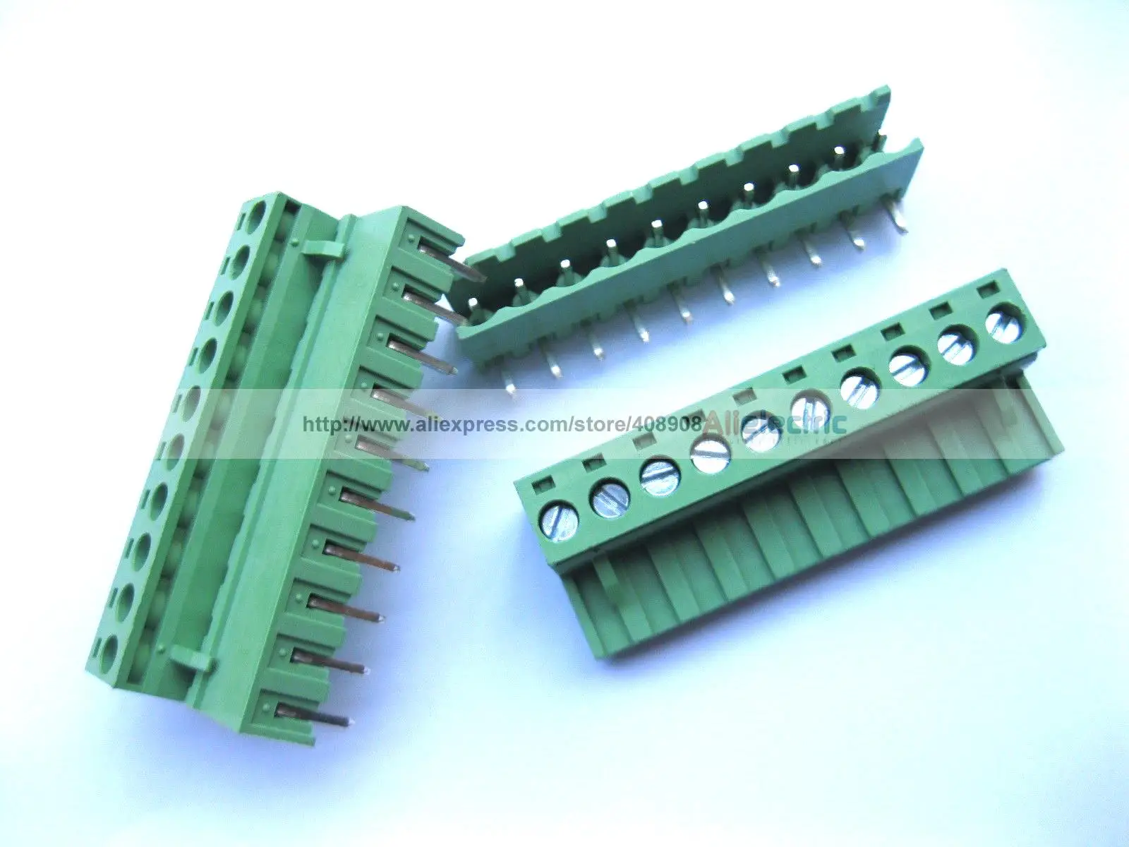 40 Pcs 5.08mm Angle 10 Pin Screw Terminal Block Connector Pluggable Type Green