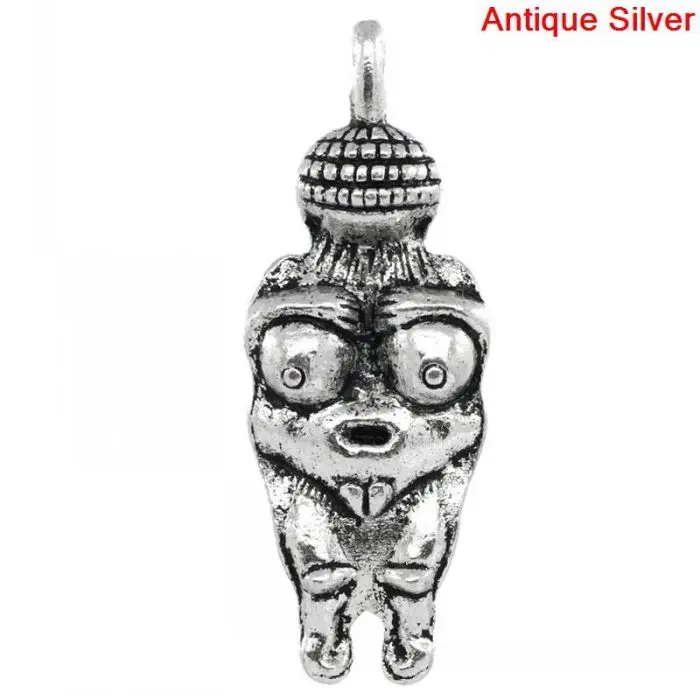 DoreenBeads Charm Pendants Venus Of Willendorf Fertility Goddess Pregnancy Silver Color 3.3x1.2cm,20PCs