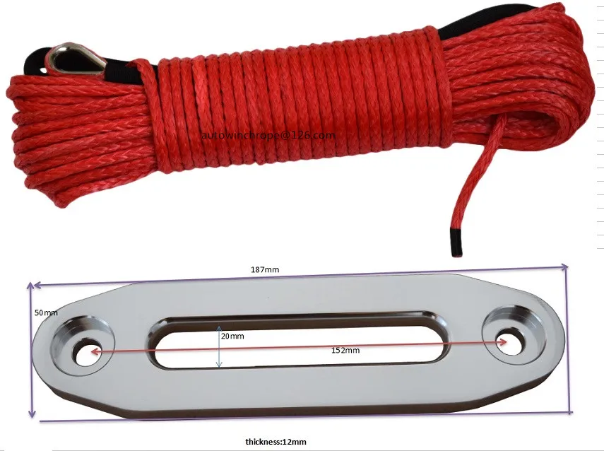 

Red 6mm*30m Synthetic Rope add 4500lbs Aluminum Hawse Fairlead,Off Road Rope,Kevlar Winch Cable,Plasma Rope