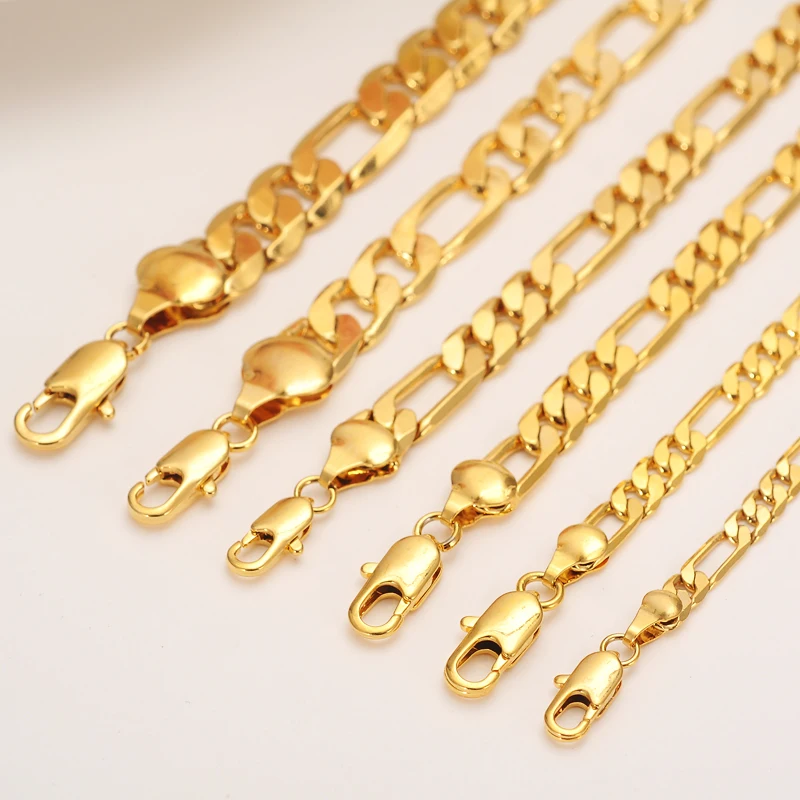 Bangrui 3mm 4mm 5mm 6mm 7mm 9mm 10mm Width Fashion Classic Yellow Color Chain Necklace braceletFashion Jewelry