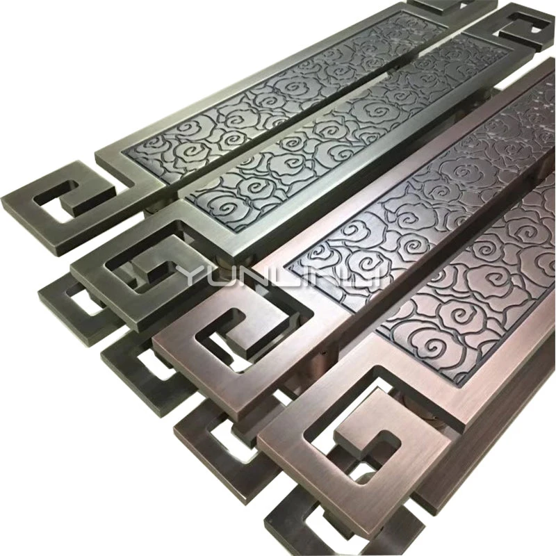 Door Handle Chinese Retro Style Door Handle Bronze Black Color Hotel Building Stainless Steel Door Glass Door Wooden