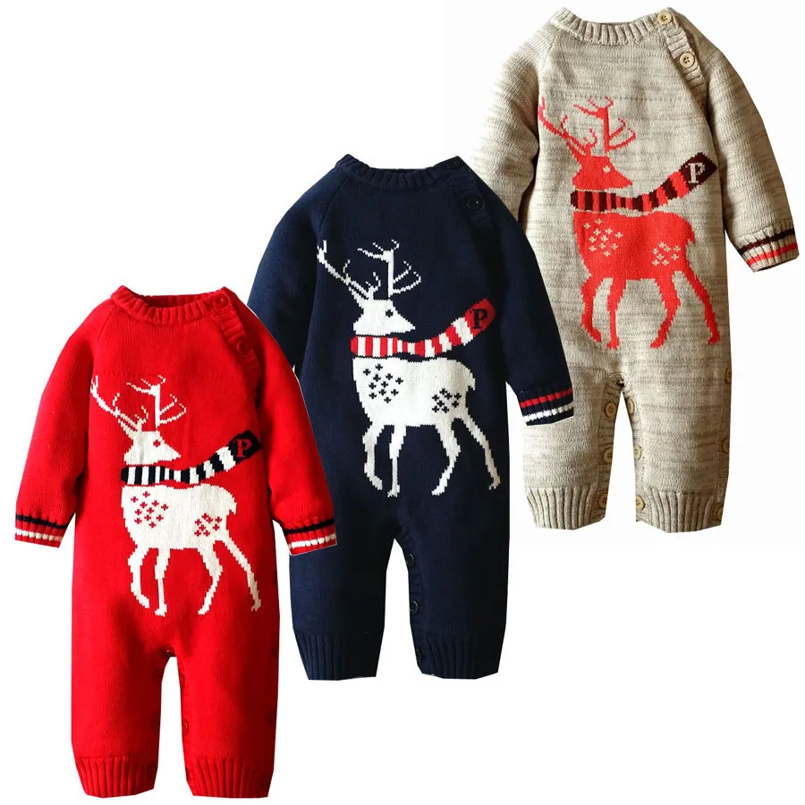 

Winter Baby Romper Cotton Warm Christmas Deer Baby Clothes Newborn Girl Clothing Baby Boy Romper Infant Costume 6-18M