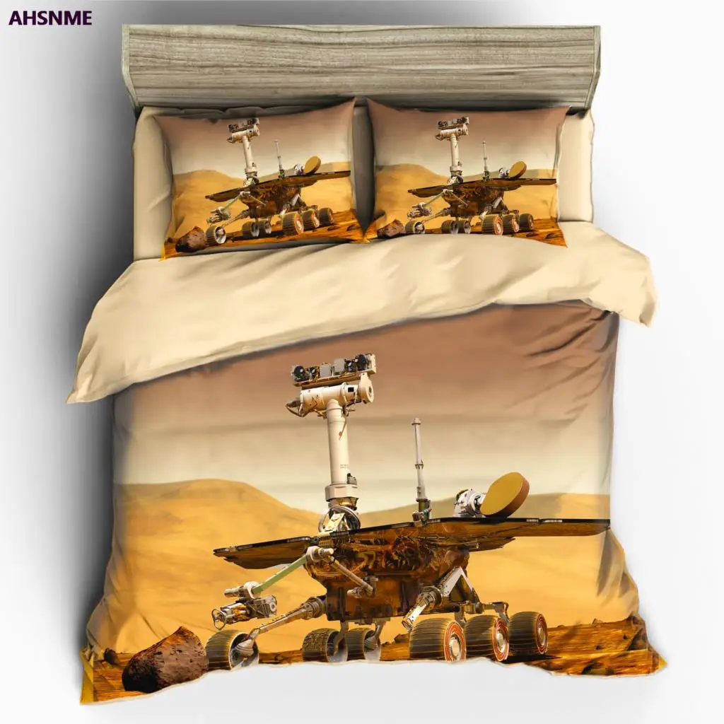 AHSNME High Definition Photo Print 3D Effect Mars Rover Cover Set Mars Logging Plan Bedding Set customize of Super King Bed Set