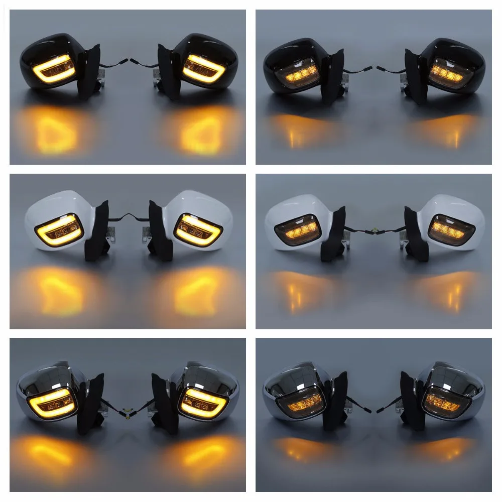 Motorcycle Rearview Mirrors LED Turn Signals Smoke Lens For Honda Goldwing GL1800 2001-2017