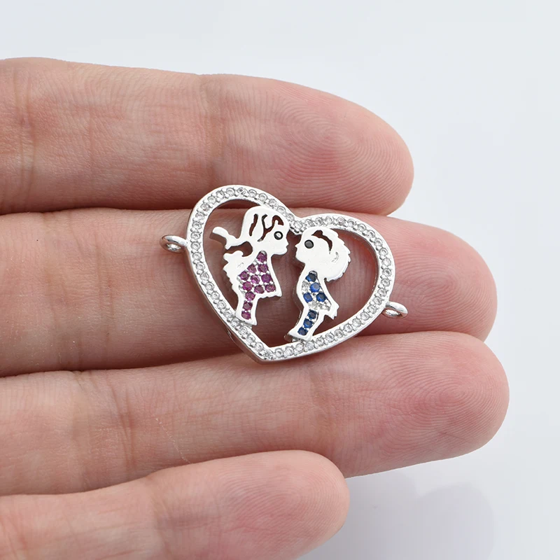Boy kiss Girl Connector Charms Accessories  for Jewelry Making DIY Handmade   Woman Children Lovers Bracelet Jewelry Gift