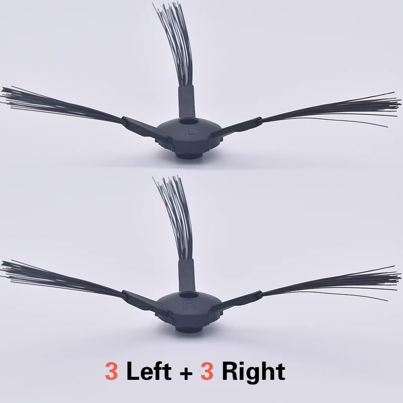 Piezas de cepillos laterales negros para ilife, piezas de reemplazo de aspiradora, A4, A4S, A6, X620, A8, A40, X5, V5, V5S, V5pro (CW310), 3 pares