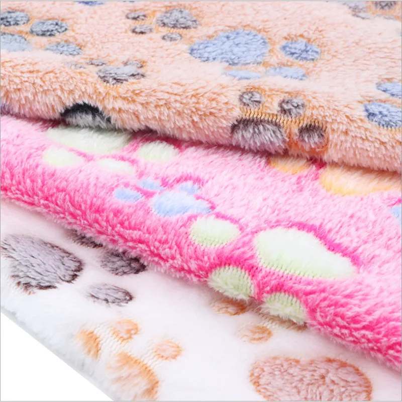 Pet Soft Pet Blanket Winter Dog Cat Bed Mat Foot Print Warm Sleeping Mattress Small Medium Dogs Cats Coral Fleece Pet Sup