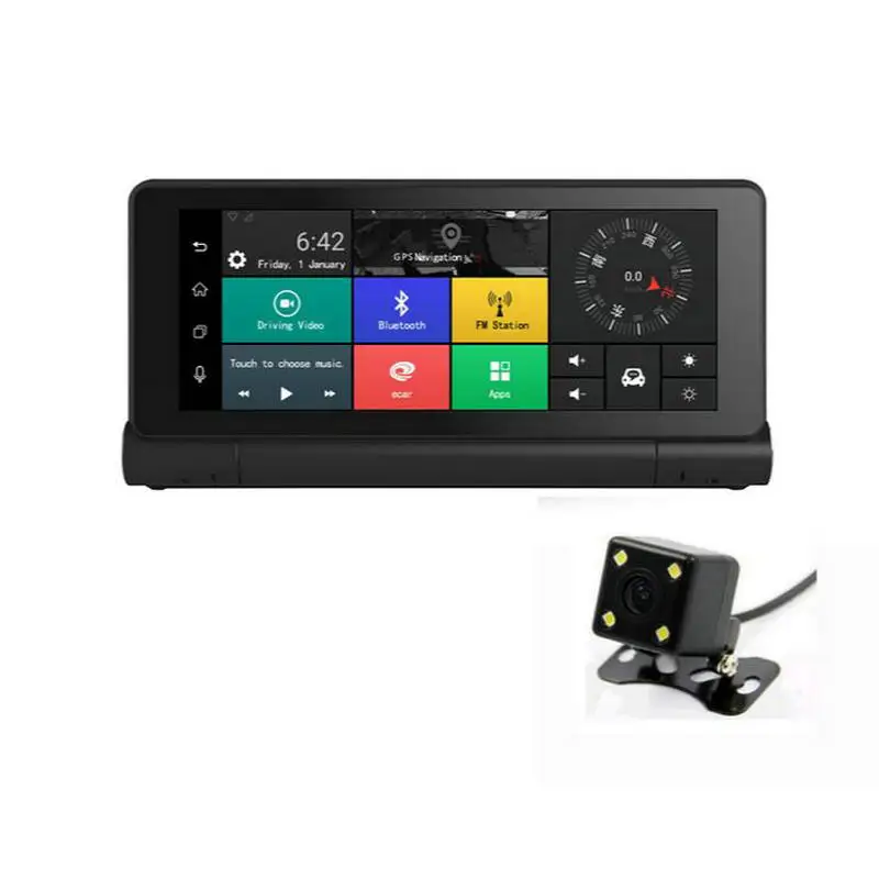 (1 conjunto) 4g espelho dvr carro gravador com 1080p wifi dashcam & 7 Polegada gps navegador monitor remoto inteligente android 5.1 bluetooth