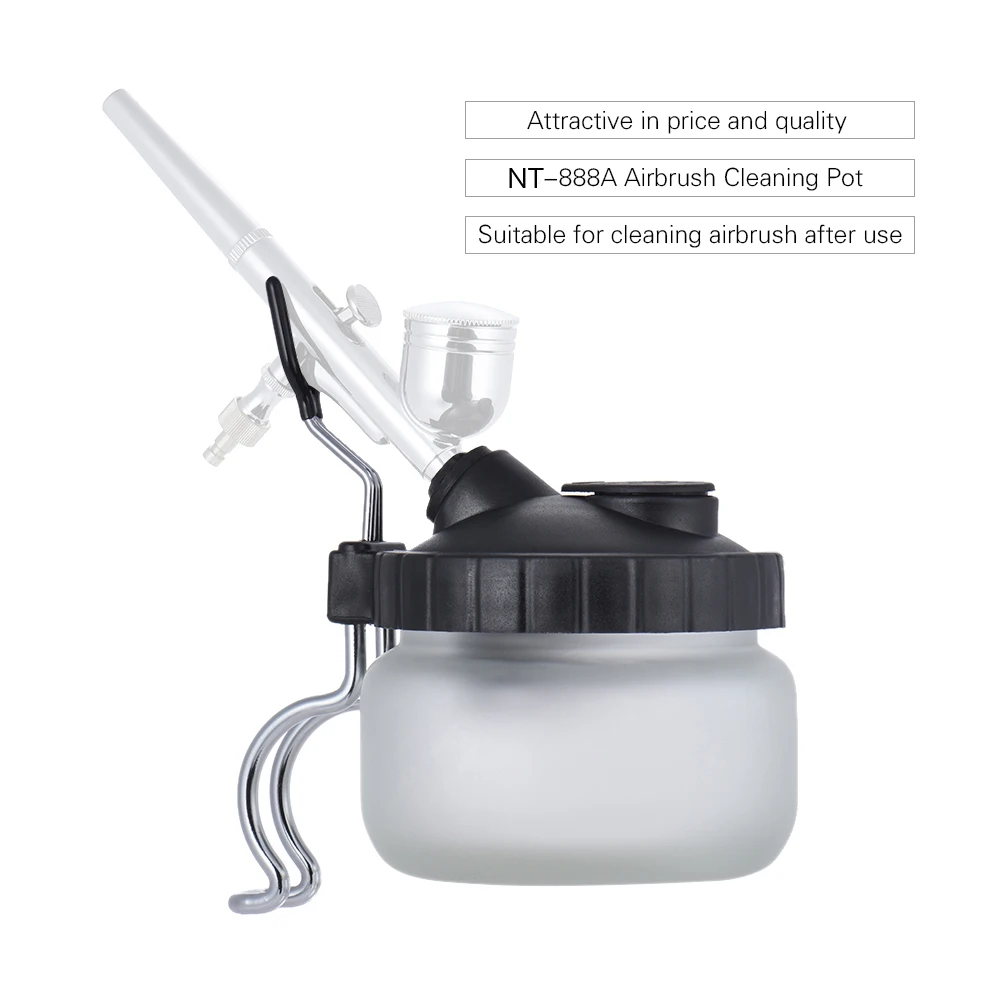 Nasedal Airbrush Cleaning Pot Spray Gun Cleaner Glass Air Brush Holder Clean Paint Jar Bottle Spray Gun Clean Tools Set