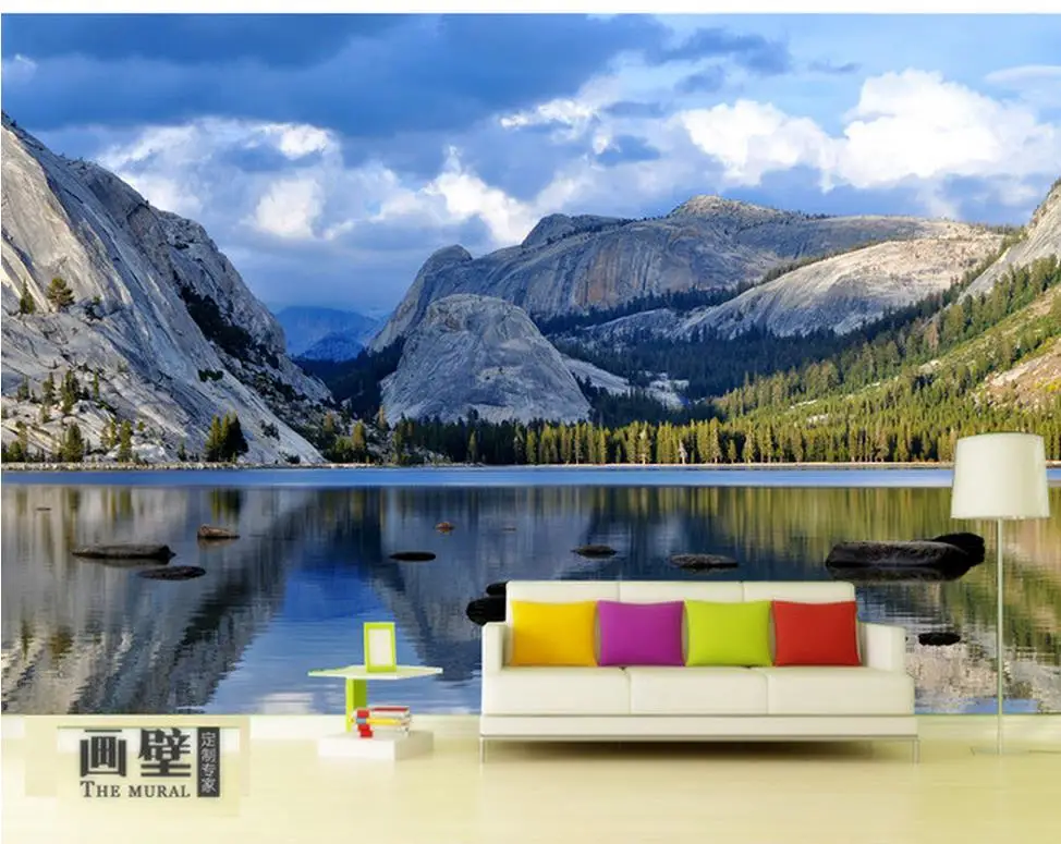 Custom Any Size Mural Wallpaper Mountain River forest landscape Modern backdrop decorative