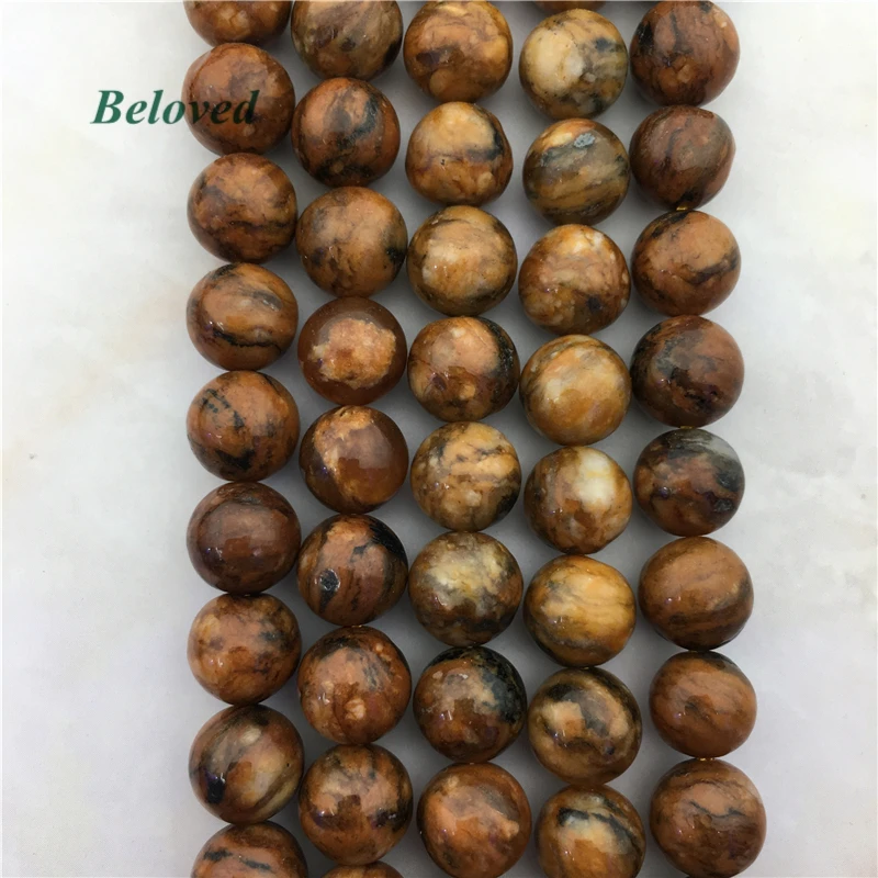 

15.5" Round Smooth Mexican Crazy Agates Loose Beads, Natural Drilled Gems Beads For Jewelry Making, BG18126