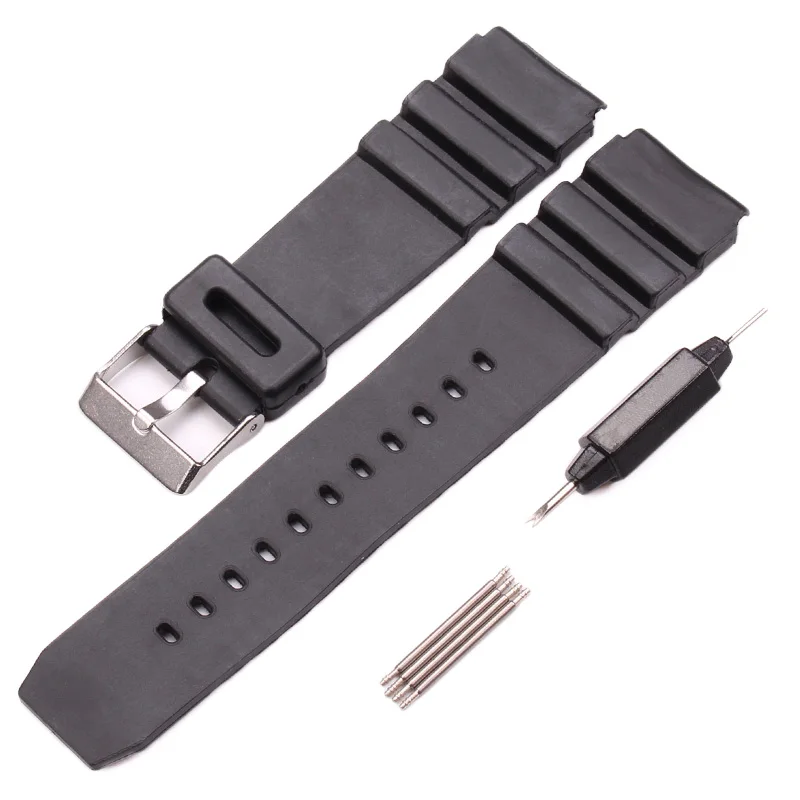 18mm 20mm 22mm Watchband Black Rubber Sport Wrist Men Silicone Military Diving Watch Strap Band Accessories