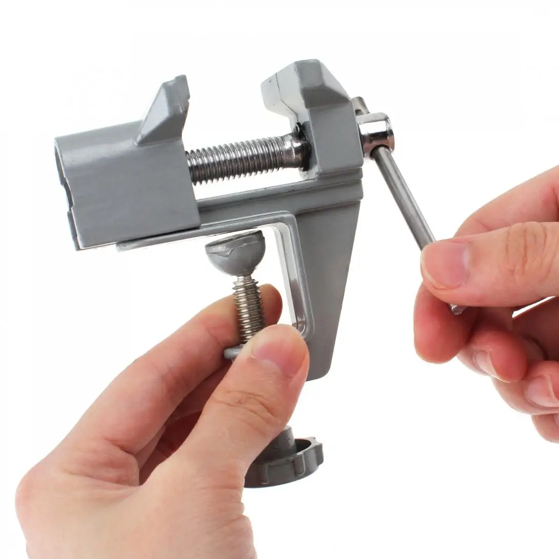 Mini Portable Aluminum Craft Screw Bench Vise with Swivel Lock and Adjustable Handle for Fixing DIY Jewelries Craft Mould Repair
