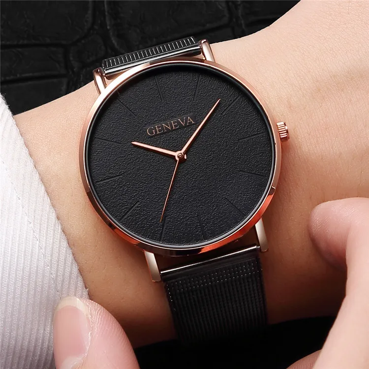 2022 Women Watches Ultra Thin Men Watch Geneva Stainless Steel Mesh Band Quartz Watch Fashion Unisex Watches Relogio Masculino