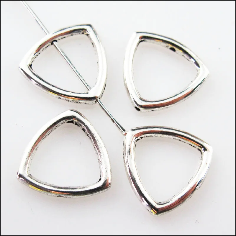 30Pcs Tibetan Silver Triangle Circle Spacer Frame Beads Charms 15mm