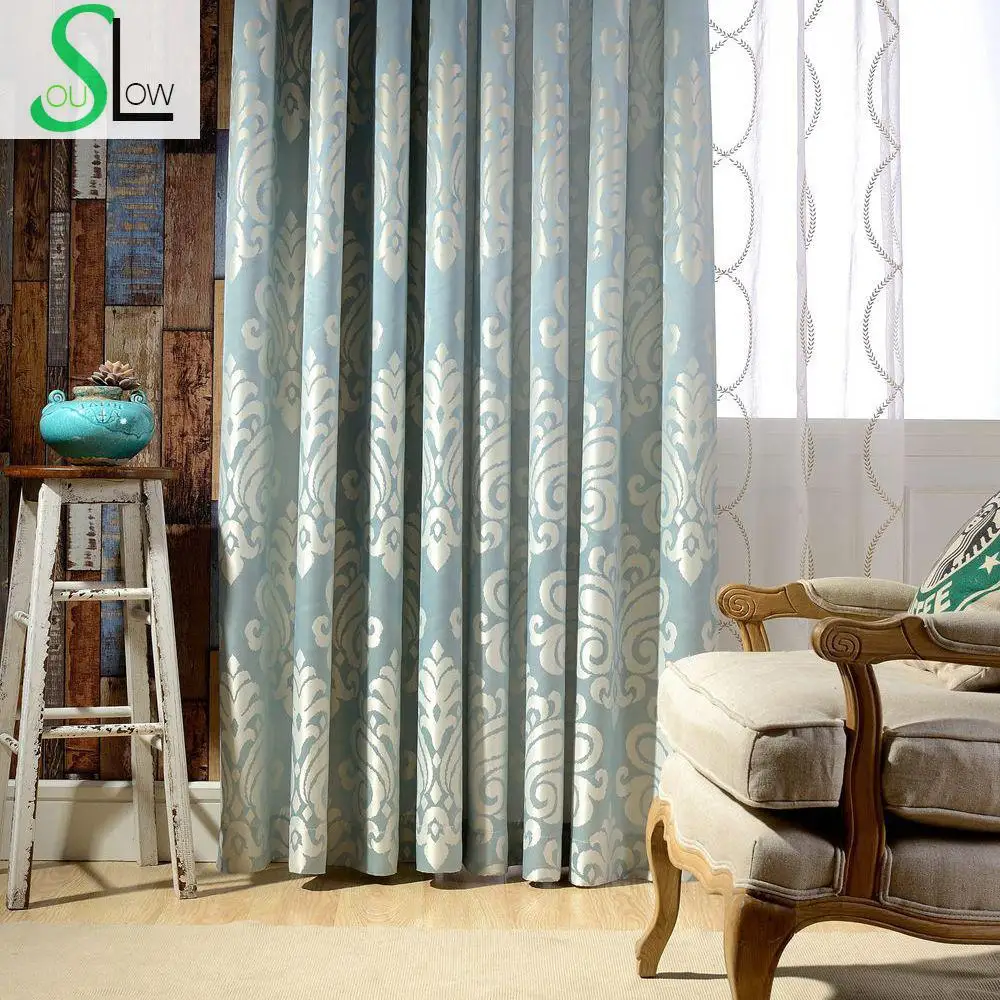 Sicily High grade Precision Jacquard Curtain Fabric Mediterranean Style Floral Curtains Embroidered Sheer For Living Room