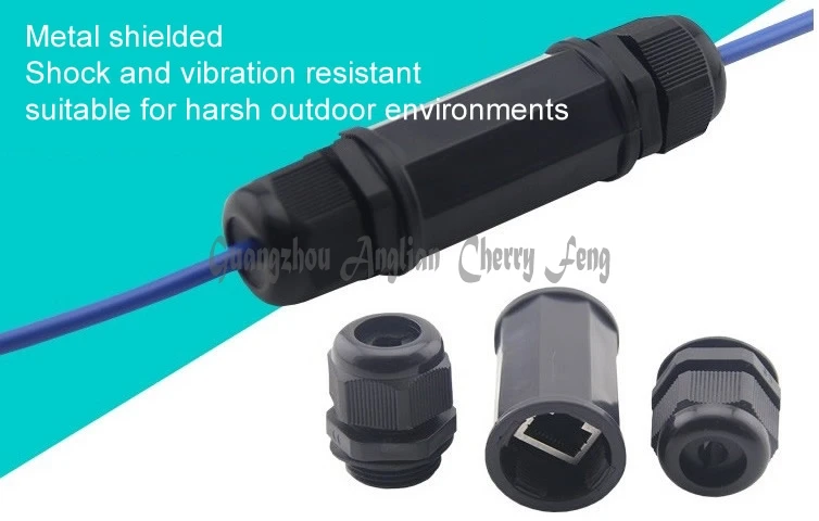 RJ45 Waterproof connector Metal shielded Outdoor network cable extension butt joint straight in interface 10 units /lot