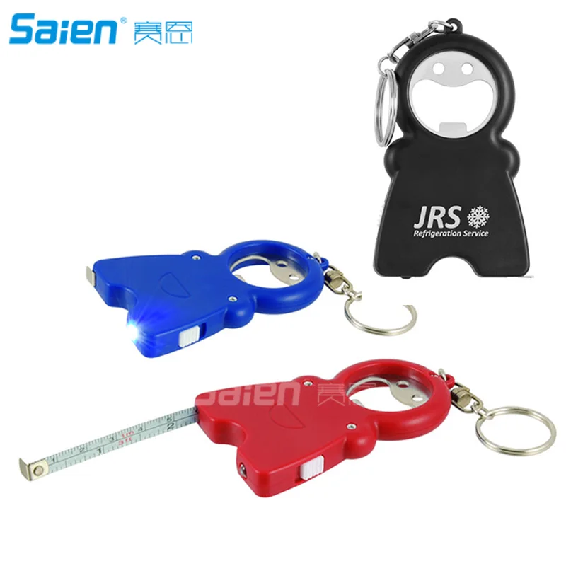 Promotional gifts with light plastic key ring with tape measure led bottle opener key ring