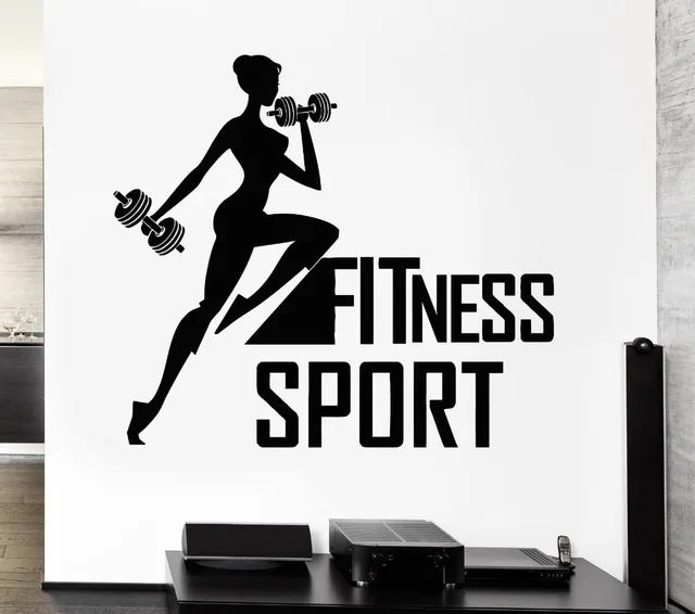 Fitness Sport Vinyl Wall Decal Woman Bodybuilding CrossFit Gym Art Mural Wall Sticker FitnessCentre Decor Wall Sticker For Room