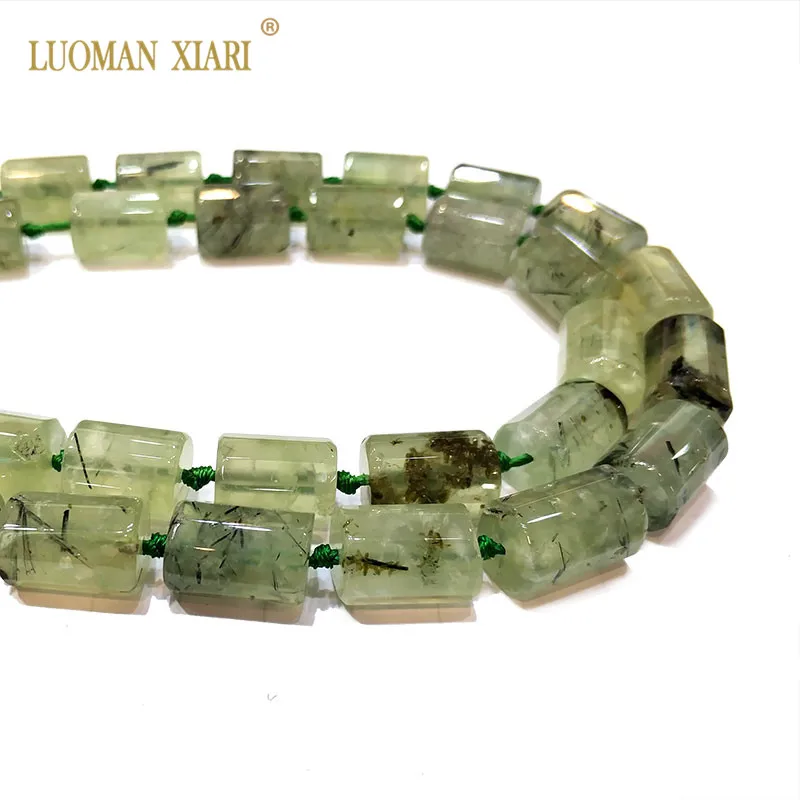 LUOMAN XIARI Prehnite Cylindrical Natural Stone Facted  Beads For Jewelry Making DIY Bracelet, Necklace Size 11*16 mm Strand 15