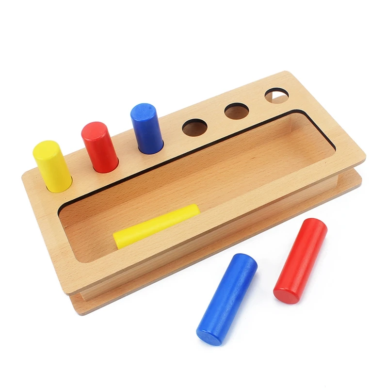 Montessori Materials Kids Toy Baby Wood Tri-color Cylinder Insert Box Learning Educational Preschool Training Brinquedos Juguets