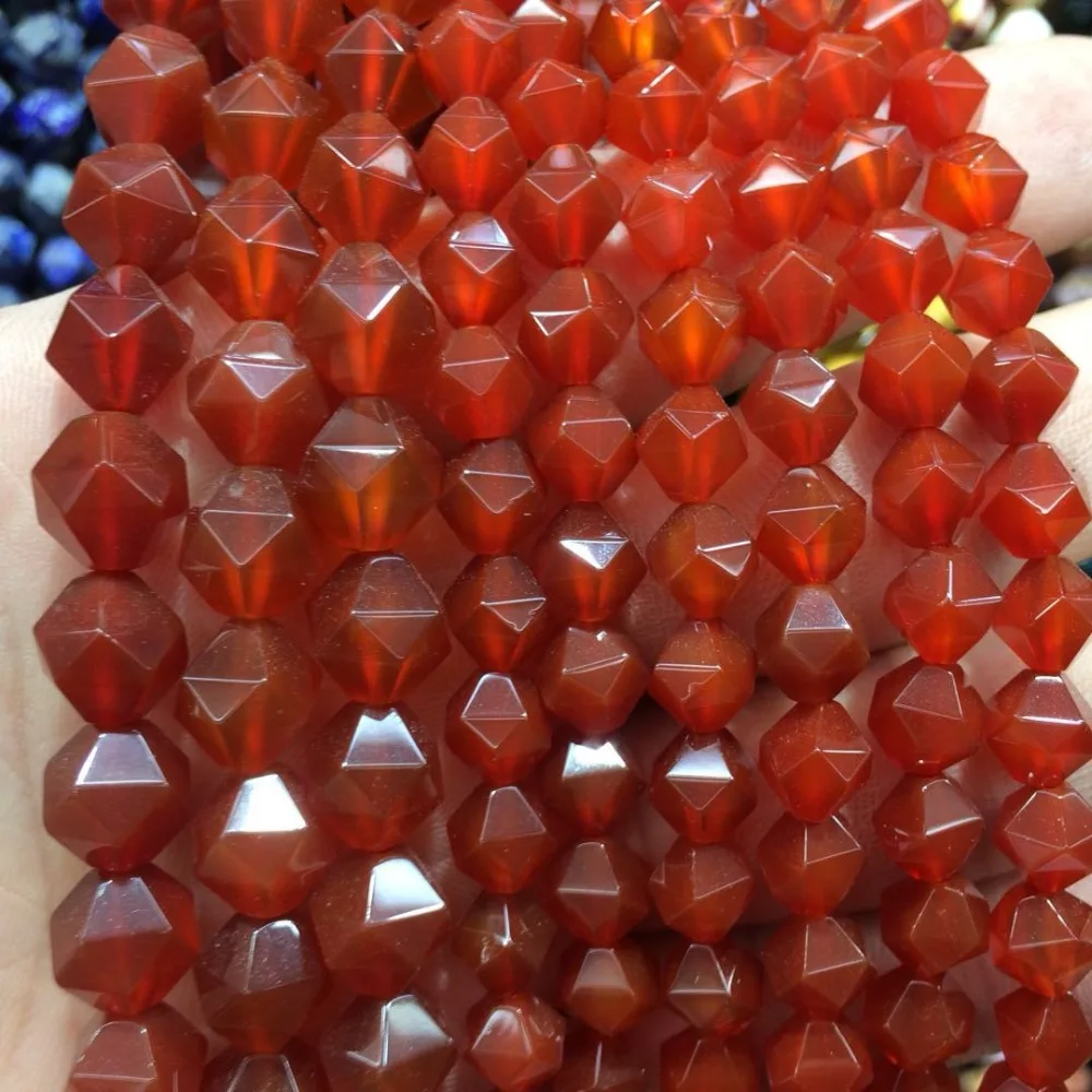 

faceted red agates stone beads natural stone beads DIY spacer beads for jewelry making strand 15"
