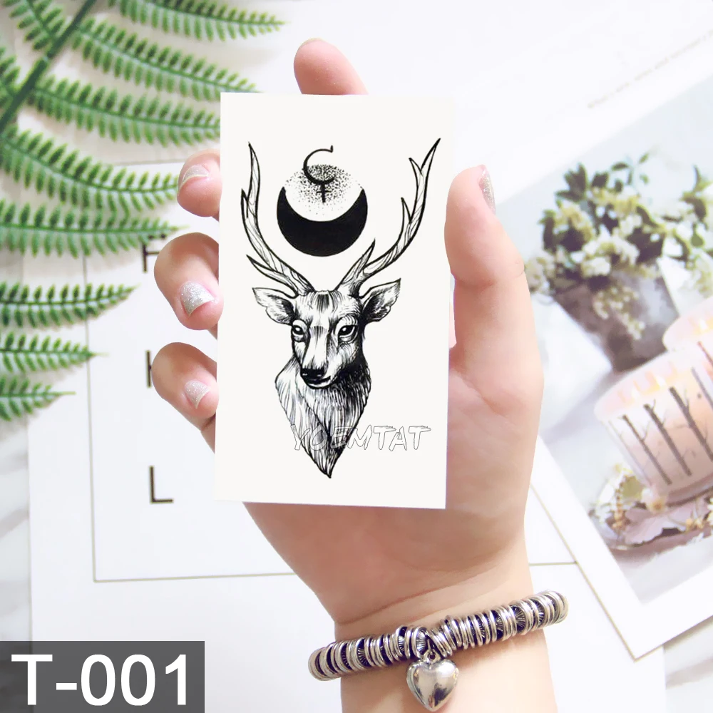 Waterproof temporary tattoo stickers for Star cute deer pattern