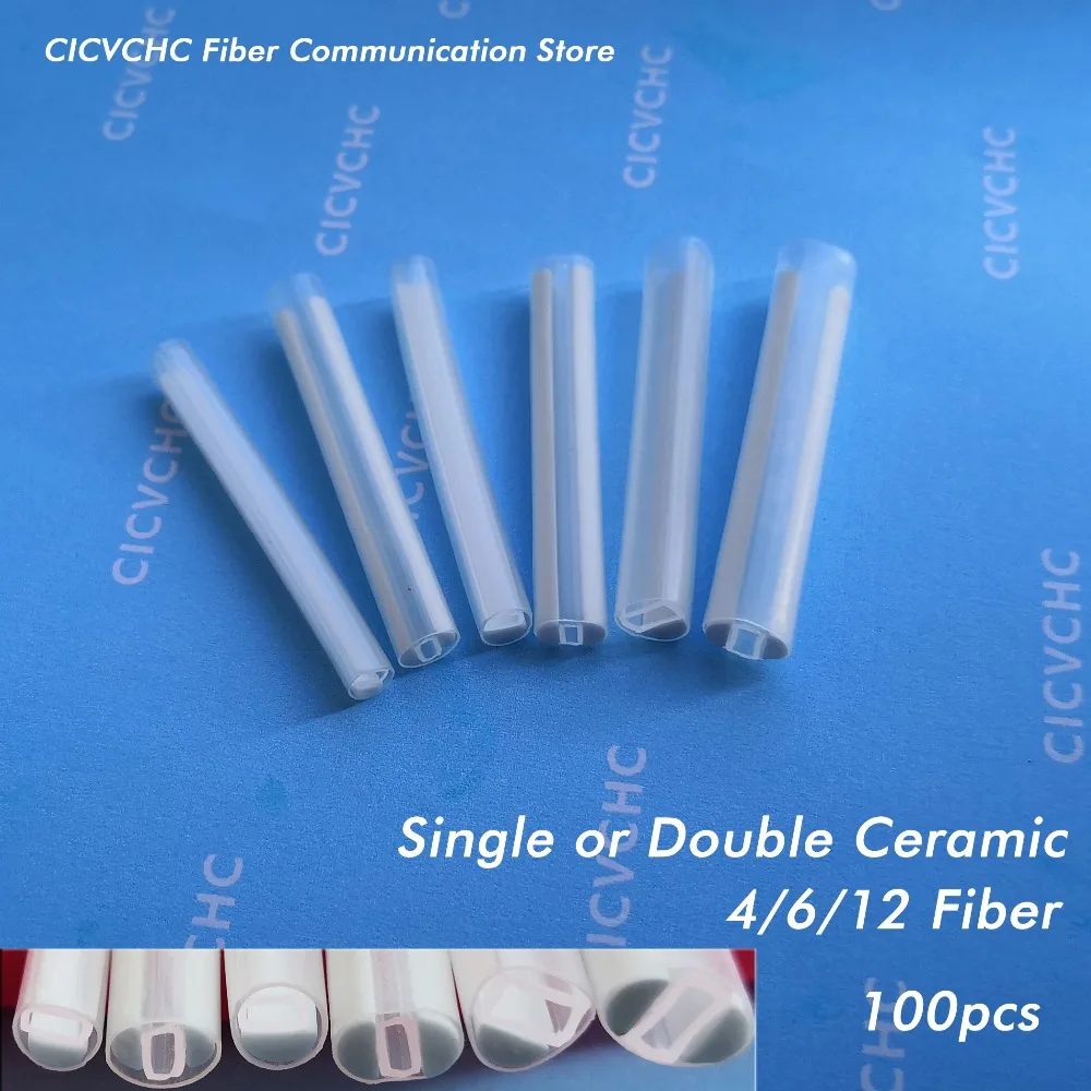 100pcs Fiber Ribbon Splice Sleeves with  Single or Double ceramic - Optic Fiber Fusion Protection Tube-Heat Shrink Tube