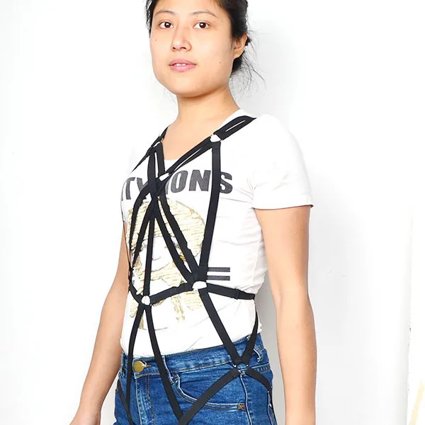 Full Body Harness bondage Fetish black Fantasy Bondage USA Adjustable Strap Harness Elastic Bond crop top bra basic models