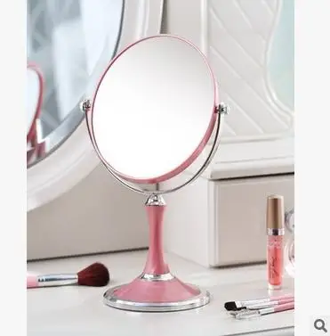 

Desktop makeup mirror Europe type double toilet glass mirror portable marry the princess three times the hd zoom lens white pink