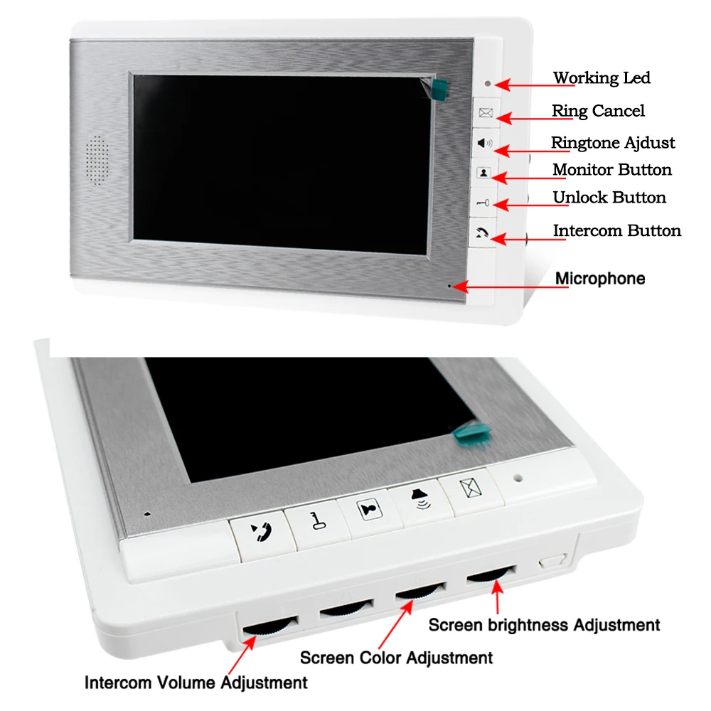 Domu interkom wideo telefon drzwi RFID kamera systemu kontroli dostępu do System z 2 monitory 7 \